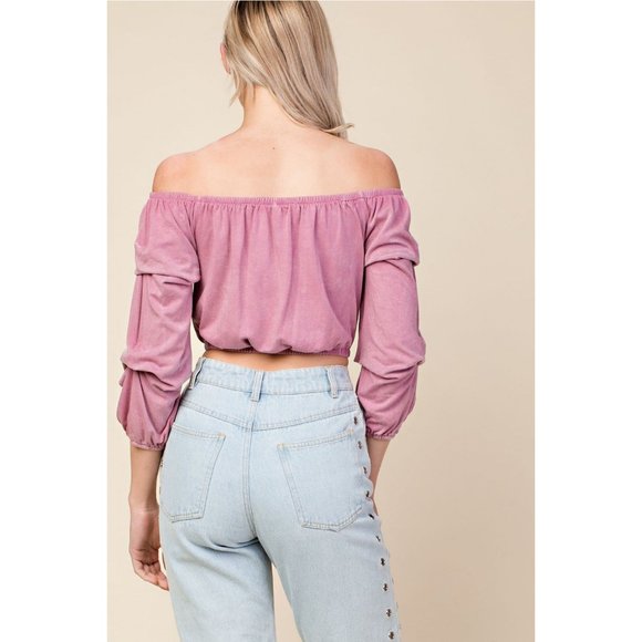 Honey Punch Crop Top, Mauve - Picture 3 of 4